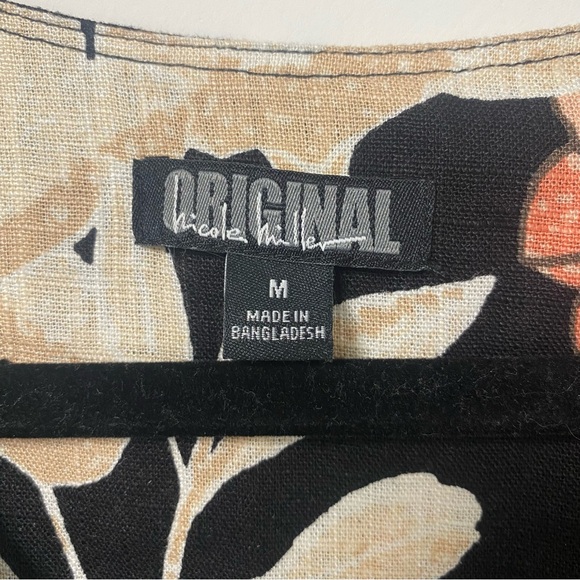 Original Nicole Miller Linen Blend Black Floral Dress - Picture 2 of 7